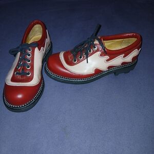 John Fluevog Derby Flame Red & Pink 7th Heaven Angels Size 6.5 Womens